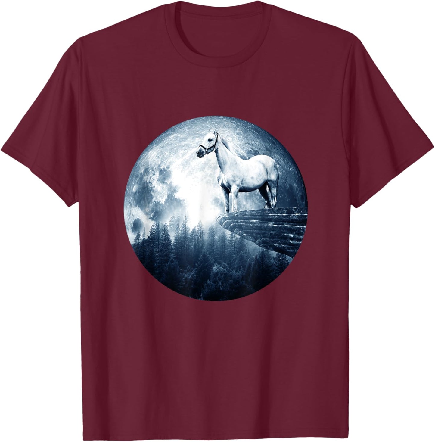 Horse Moon Horse Men Kids Girls Boy Horse T-Shirt - T-Shirt | Maroon