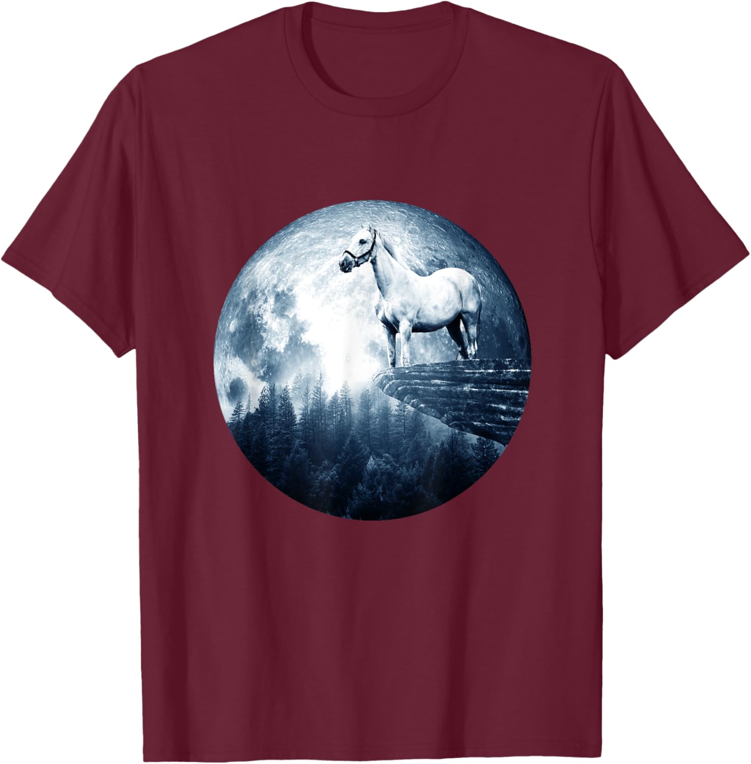 Horse Moon Horse Men Kids Girls Boy Horse T-Shirt - T-Shirt | Maroon