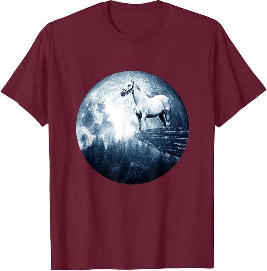Horse Moon Horse Men Kids Girls Boy Horse T-Shirt - T-Shirt | Maroon