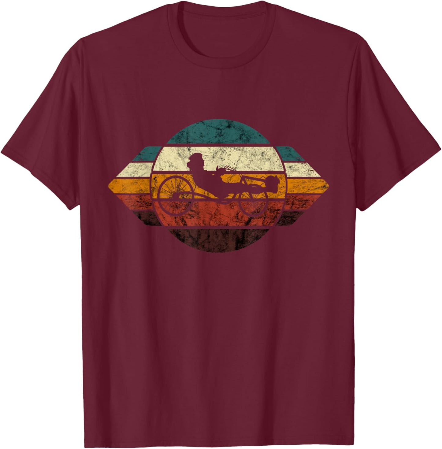 Recumbent Trike Retro Cycling Recumbent Bike Cyclist Triker T-Shirt - T-Shirt | Maroon