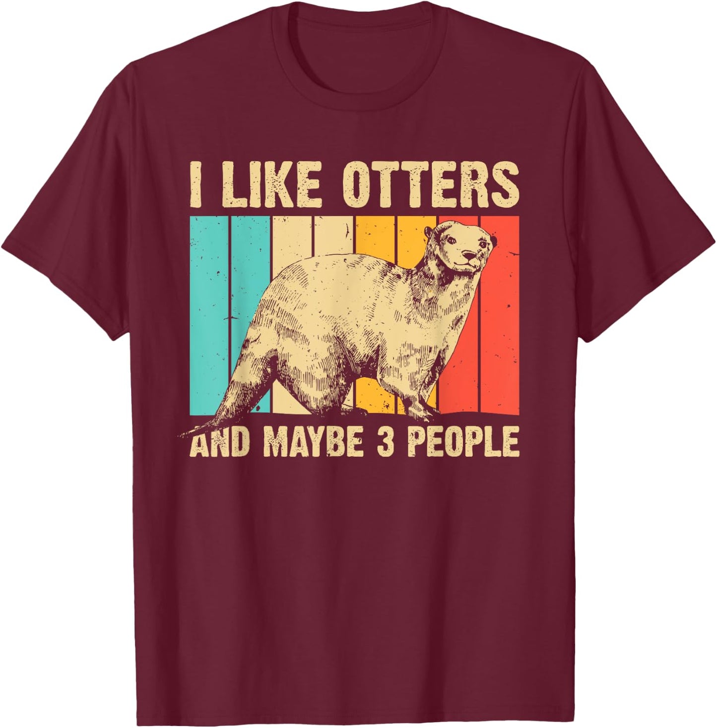 Cool Otter Design Women Kids Vintage Sea Otter Lover T-Shirt - T-Shirt | Maroon