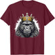 Gorilla With Crown King Ape Wildlife Artwork Monkey Design T-Shirt - T-Shirt | Maroon