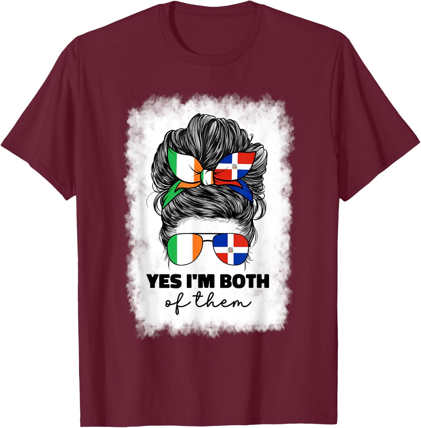 Half Dominican Republic And Irish Ireland Flag Girl Women T-Shirt - T-Shirt | Maroon