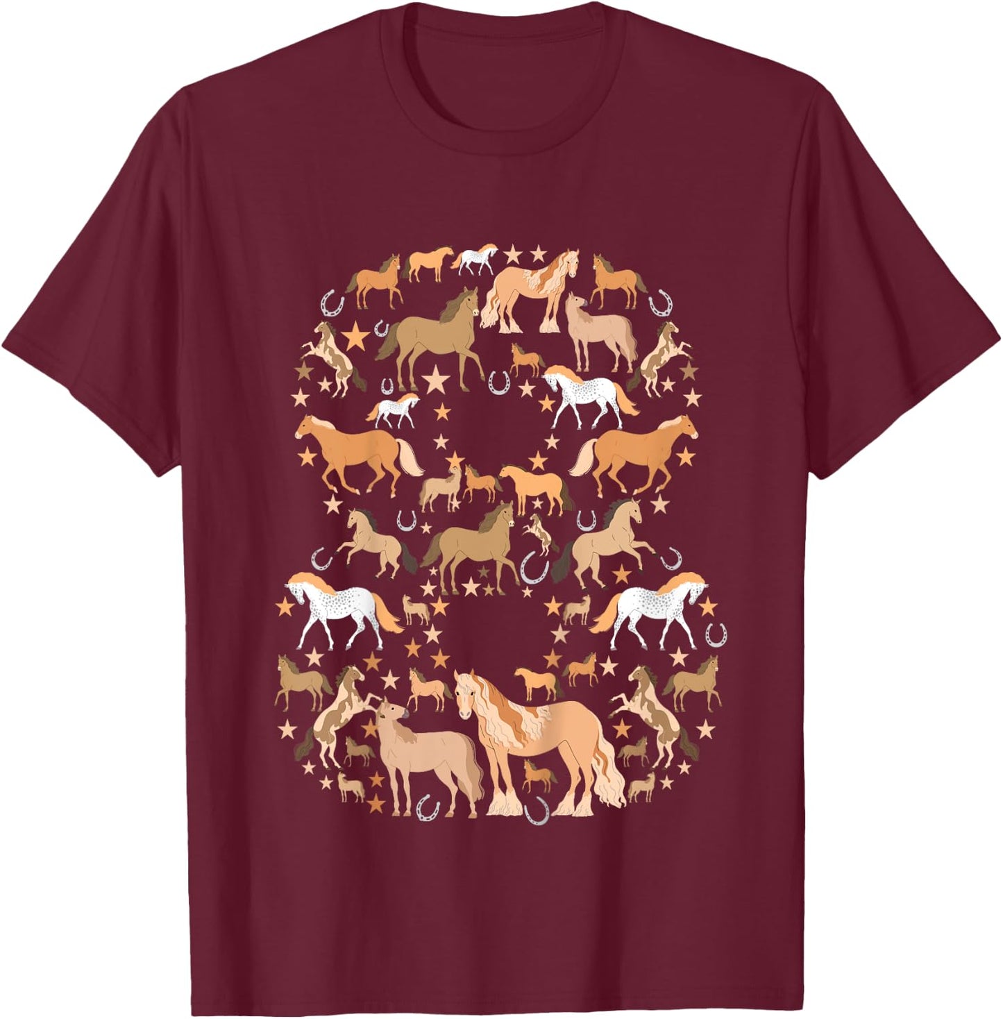 Little Girls 8 Years Old 8th Birthday Horse Graphic Cute T-Shirt - T-Shirt | Maroon