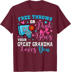 Free Throws or Pink Bows Great Grandma Loves You Baby T-Shirt - T-Shirt | Maroon