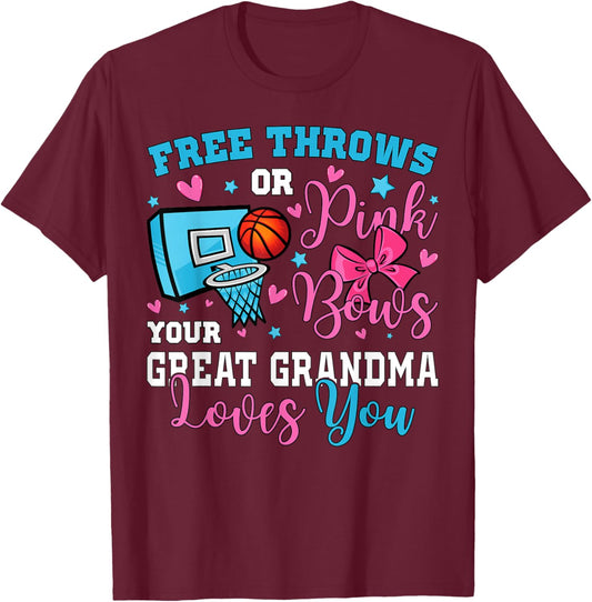 Free Throws or Pink Bows Great Grandma Loves You Baby T-Shirt - T-Shirt | Maroon