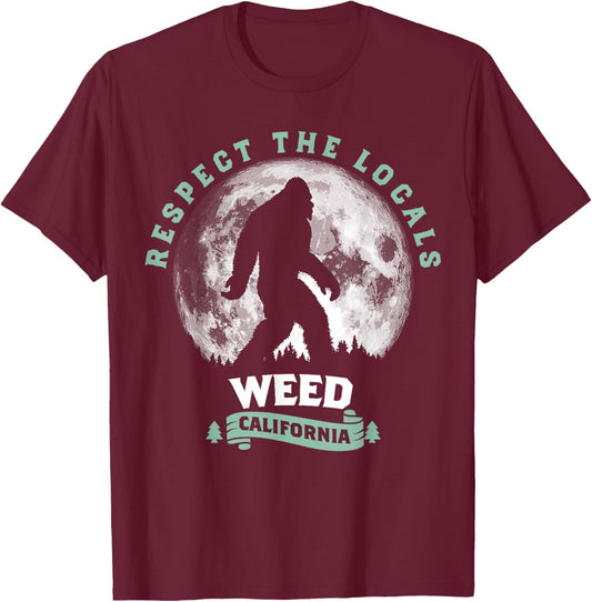 Weed California Bigfoot Night Walk Retro T-Shirt - T-Shirt | Maroon