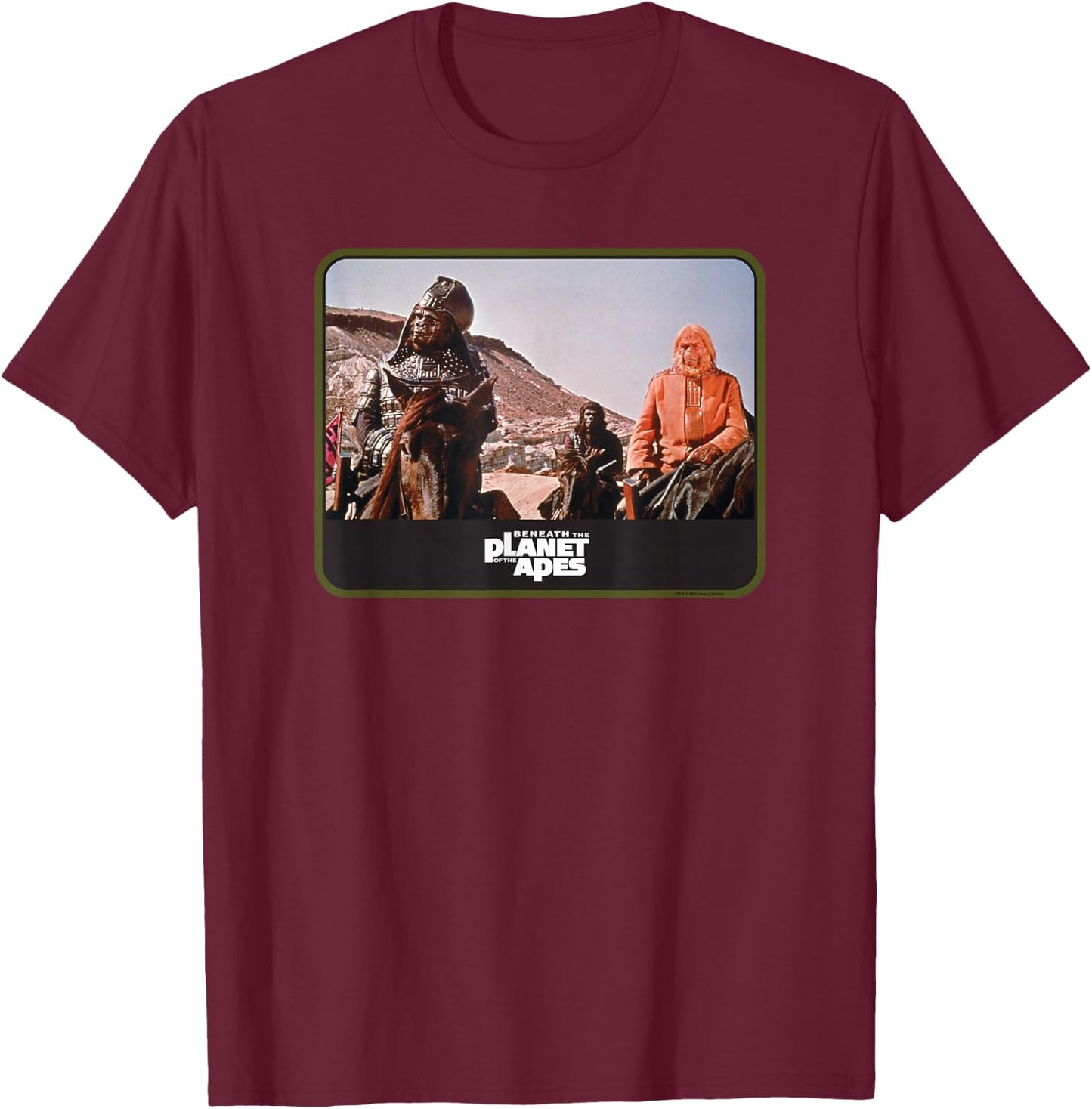 Beneath The Planet of The Apes 1970 General Ursus & Dr Zaius T-Shirt - T-Shirt | Maroon