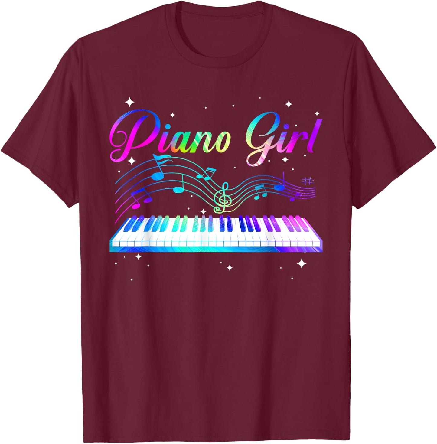 Funny Piano Art for Girls Women Musical Themed Piano Players T-Shirt - T-Shirt | Maroon