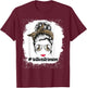 Rottweiler Dog Mom Bleached Messy Bun Leopard Women T-Shirt - T-Shirt | Maroon