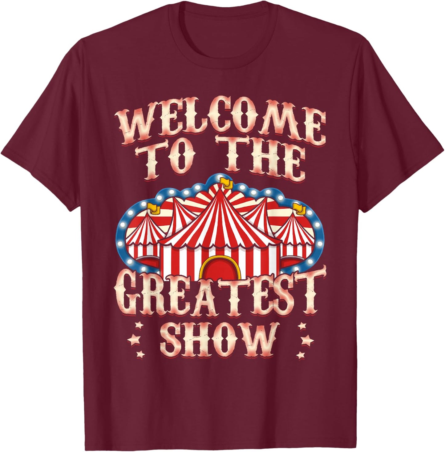 Circus Party Gift Clown Lion Fire Ring Acrobat Funny T-Shirt - T-Shirt | Maroon