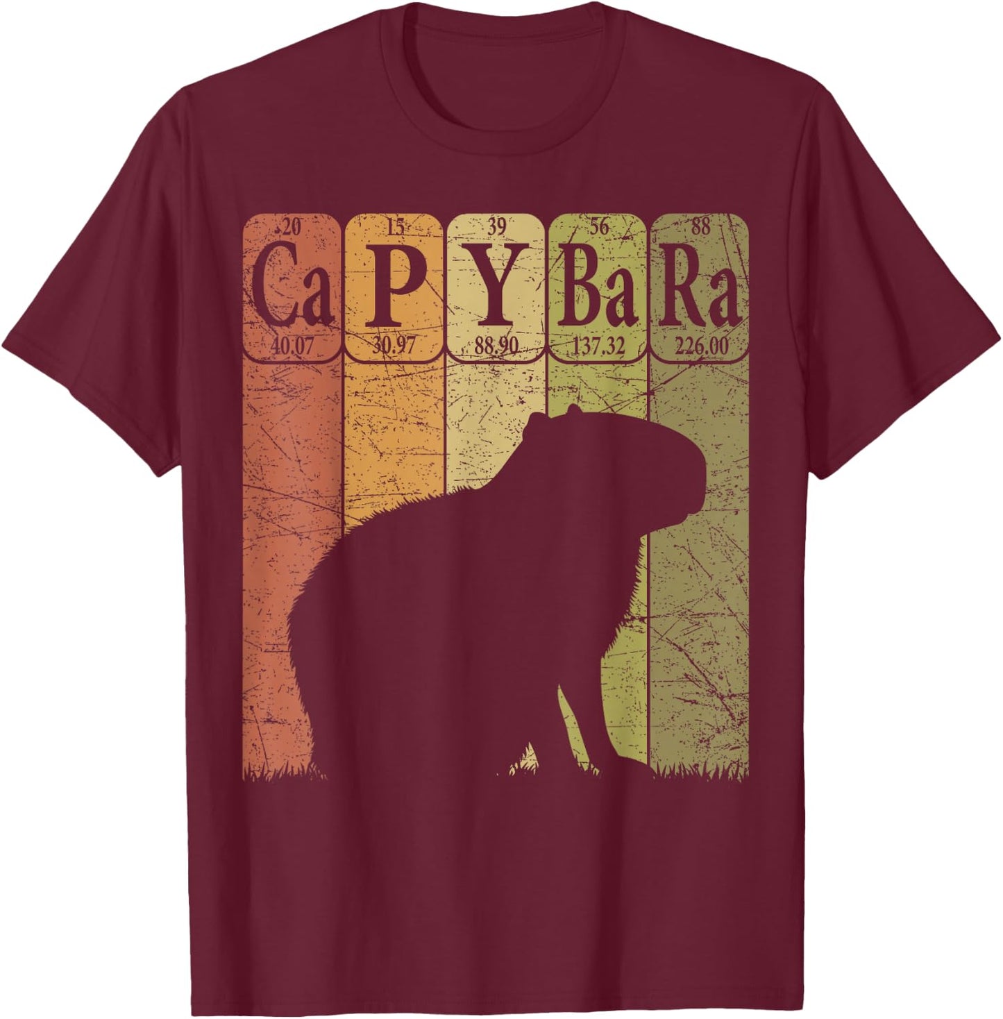 Capybara Periodic Table Elements Capybara Retro Rodent T-Shirt - T-Shirt | Maroon
