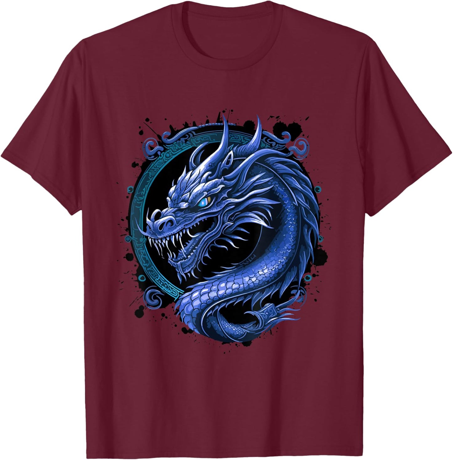 Blue Dragon Mythology | Chinese Symbol T-Shirt - T-Shirt | Maroon