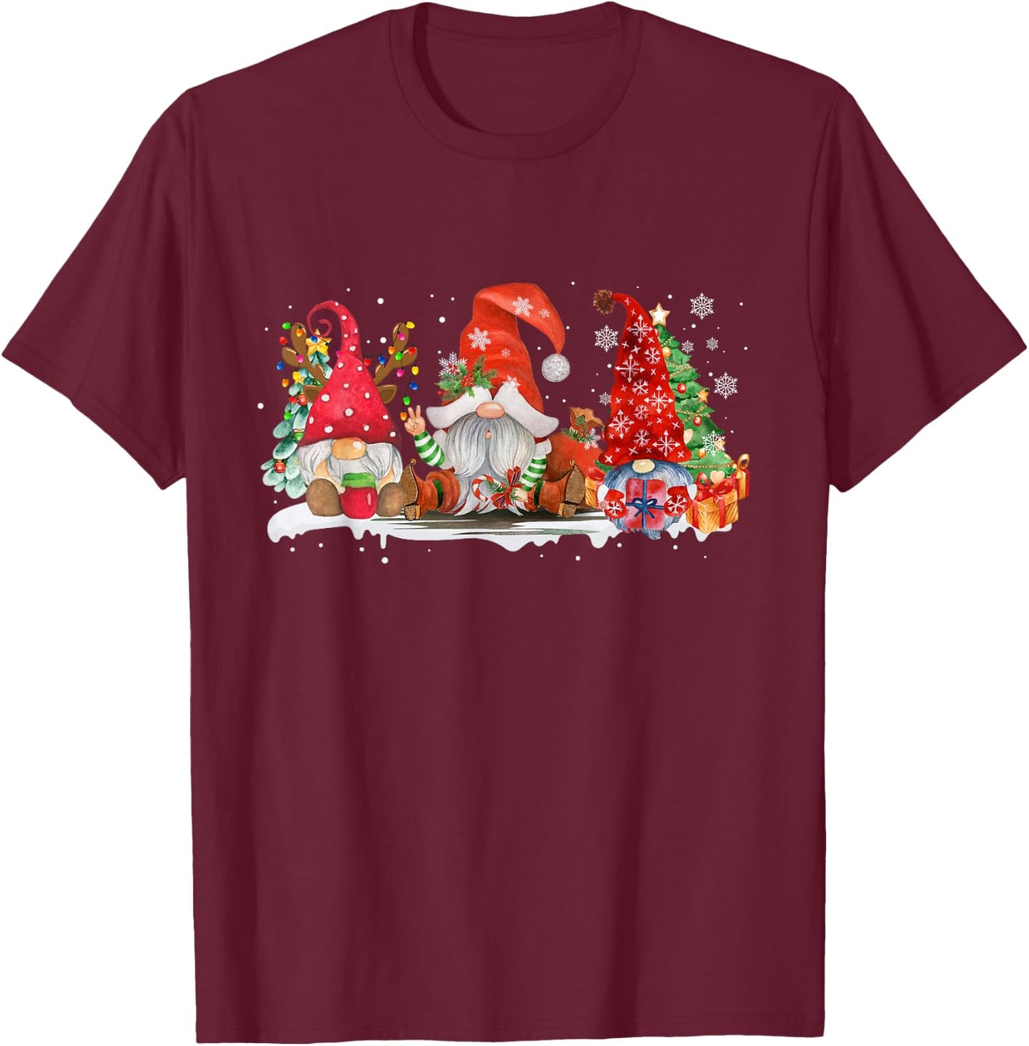 Merry Christmas Gnomes Xmas Family Men Women Family Together T-Shirt - T-Shirt | Maroon