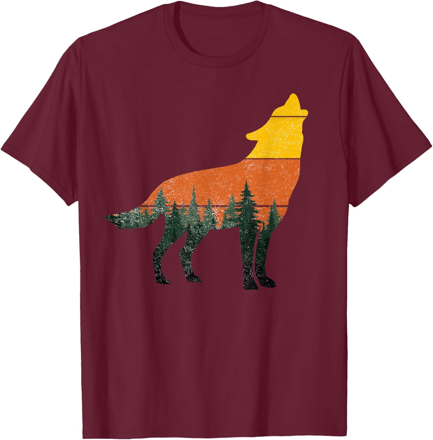 Wolf Outdoor Forest Nature Wildlife Animal Vintage Retro T-Shirt - T-Shirt | Maroon