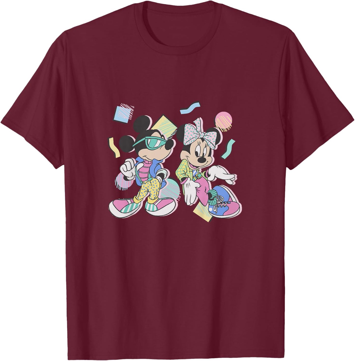 Kids Disney Mickey and Friends Mickey & Minnie Retro 80's Youth T-Shirt - T-Shirt | Maroon