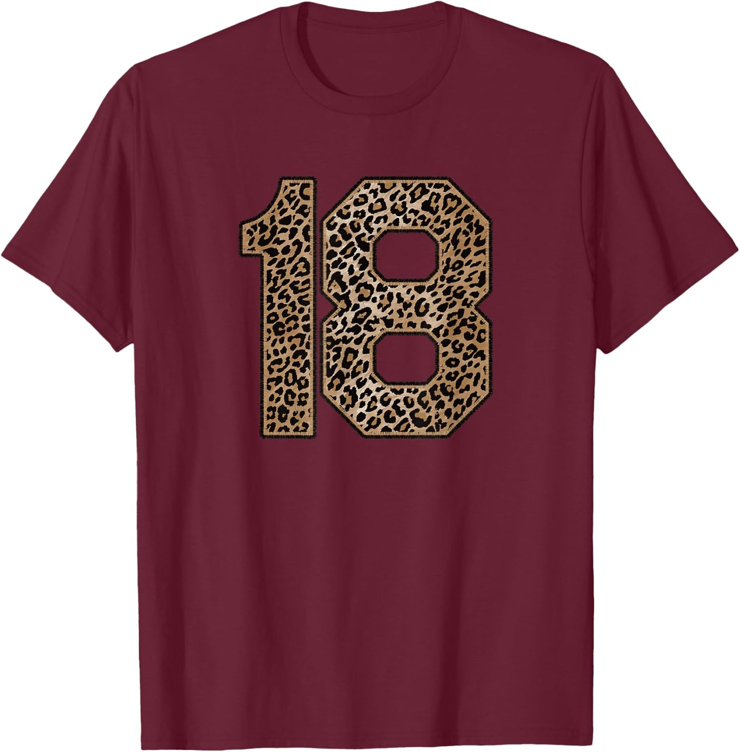 Leopard Number 18 Athlete Sports Jersey Supporter Fanwear T-Shirt - T-Shirt | Maroon