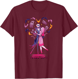 Disney The Nightmare Before Christmas Jack Sally Scary Love T-Shirt - T-Shirt | Maroon