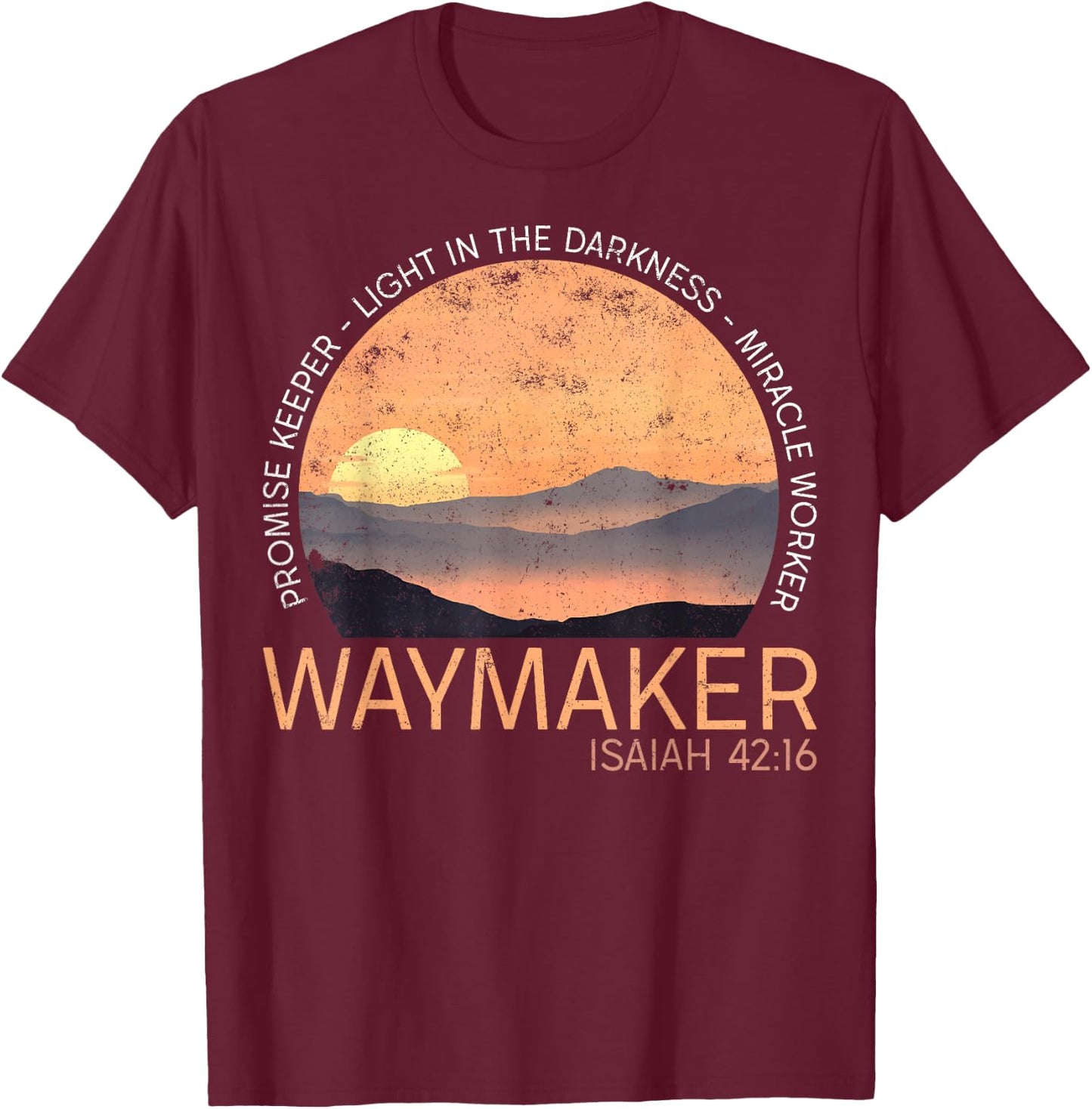 Vintage Waymaker Promise Keeper Miracle Worker Christian T-Shirt - T-Shirt | Maroon