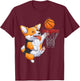 Corgi puppy Corgi Basketball for Pet Lovers Women men Kids T-Shirt - T-Shirt | Maroon