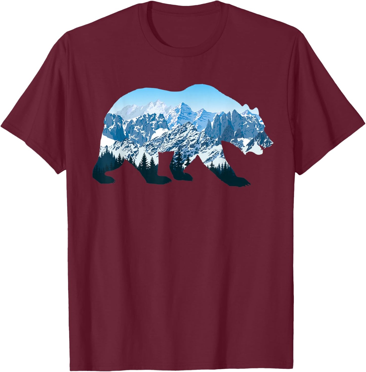 Landscape Mountain Bear Nature Wildlife Outdoor Animal T-Shirt - T-Shirt | Maroon