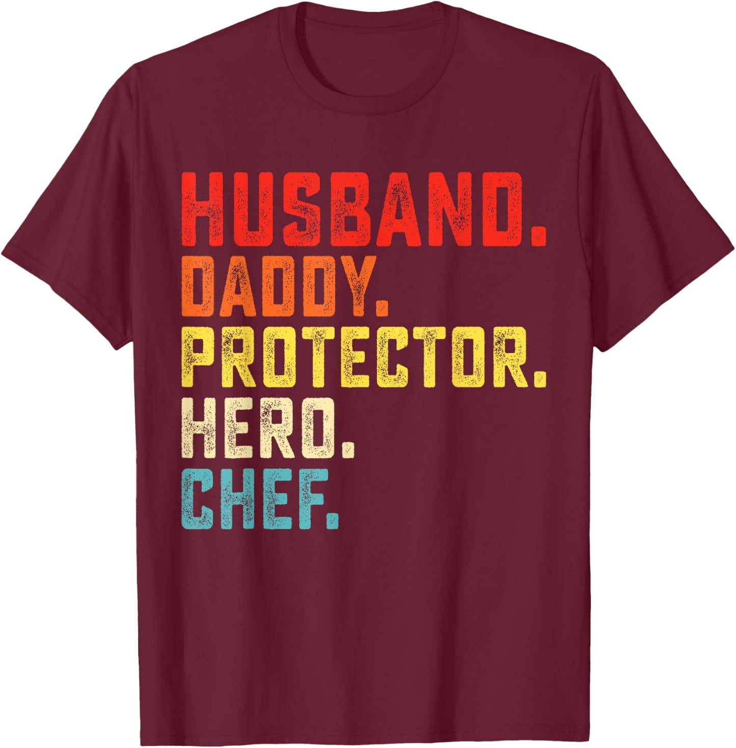 husband daddy protector hero chef fathers Day Cook Cooking T-Shirt - T-Shirt | Maroon