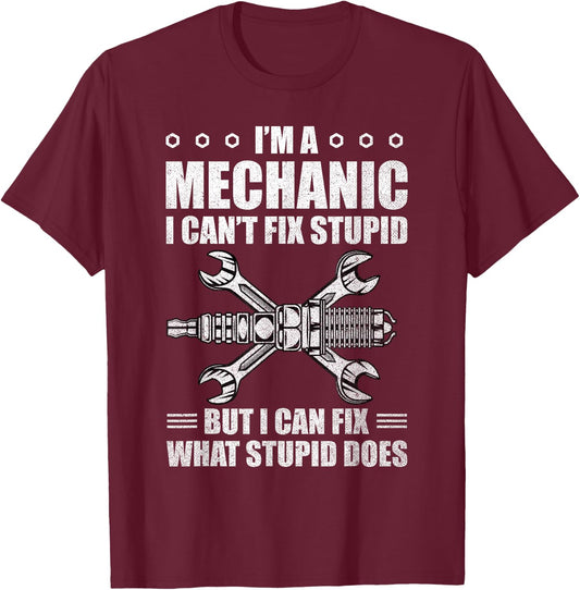 Car Mechanic Design Maintenance Man Gifts Auto Mechanic Fun T-Shirt - T-Shirt | Maroon