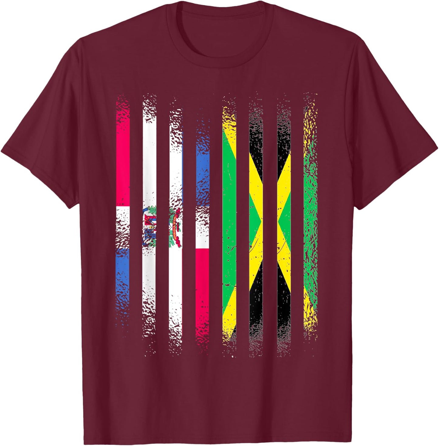 Dominican Republic Flag Jamaica Grown Country Flags Stripes T-Shirt - T-Shirt | Maroon