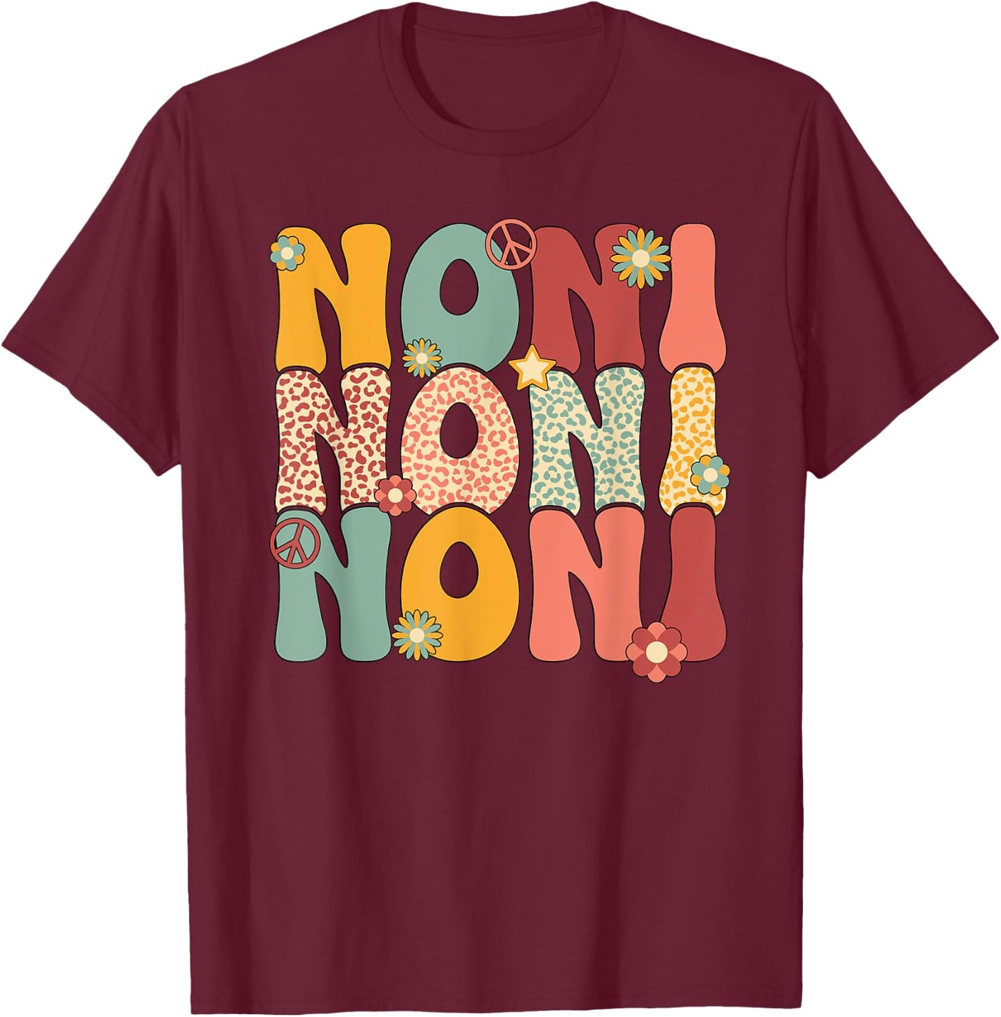 Noni Grandma Groovy Noni Grandmother T-Shirt - T-Shirt | Maroon