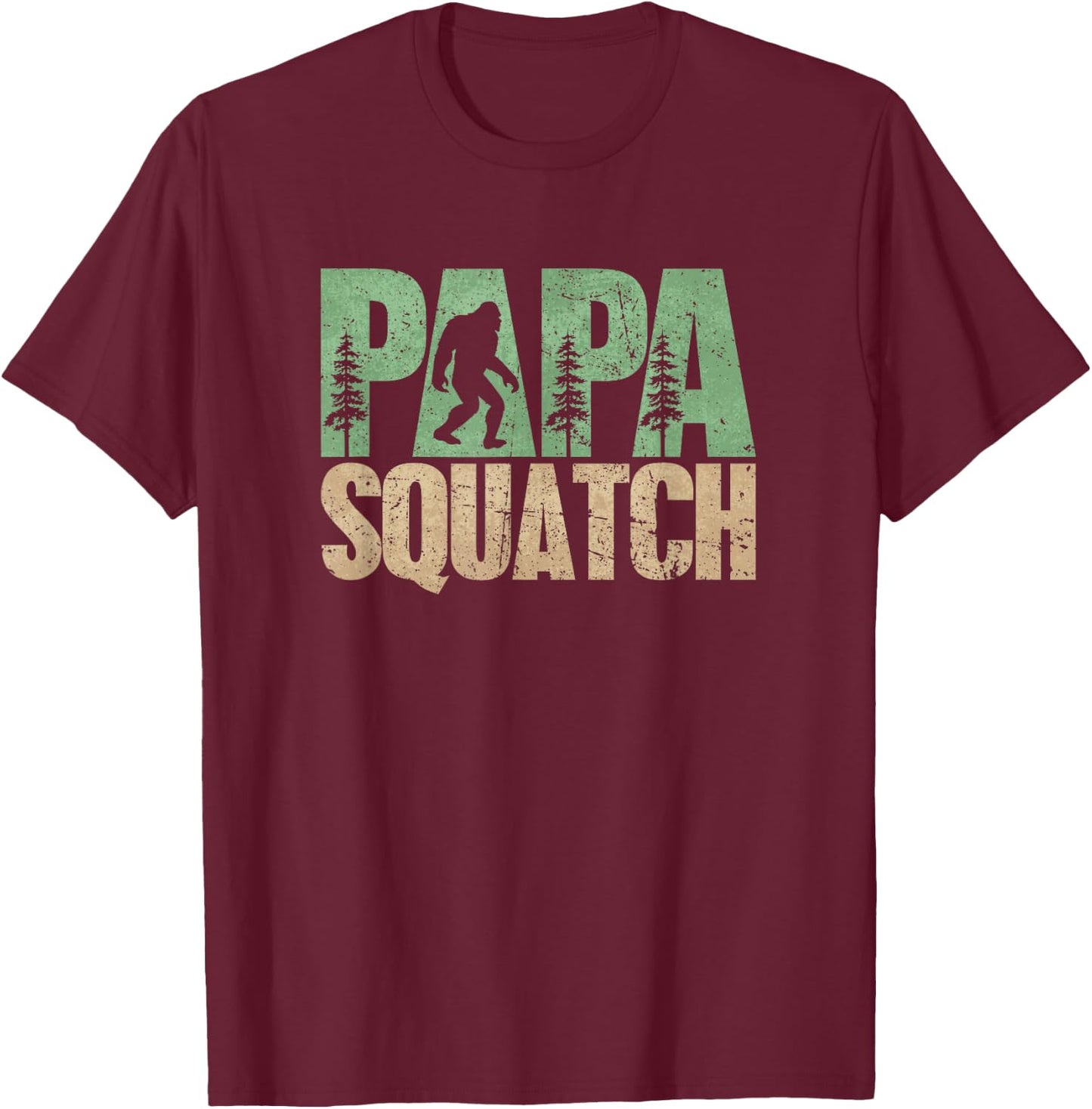 Bigfoot Papa Daddy Dad Sasquatch Yeti Adventure Men T-Shirt - T-Shirt | Maroon