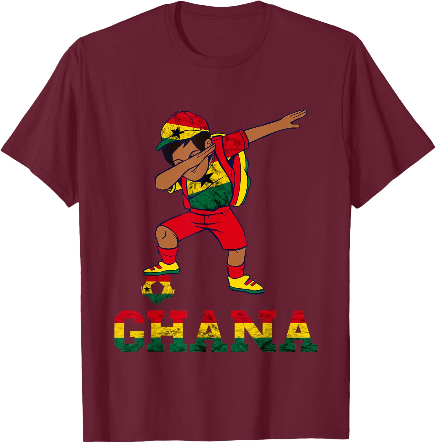 Ghana Football Team Ghana Flag Ghanese Pride Ghana Boy T-Shirt - T-Shirt | Maroon