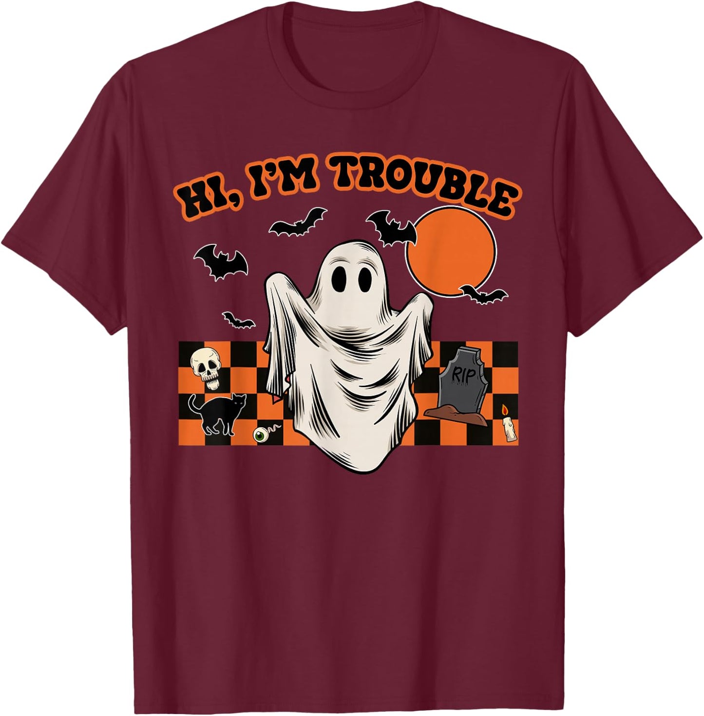 Hi, I'm Trouble Funny Couples Halloween Costume Him Her T-Shirt - T-Shirt | Maroon