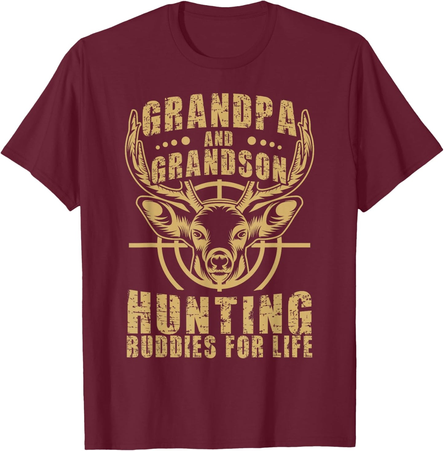 Hunting Buddy Grandpa And Grandson Hunting Buddies T-Shirt - T-Shirt | Maroon