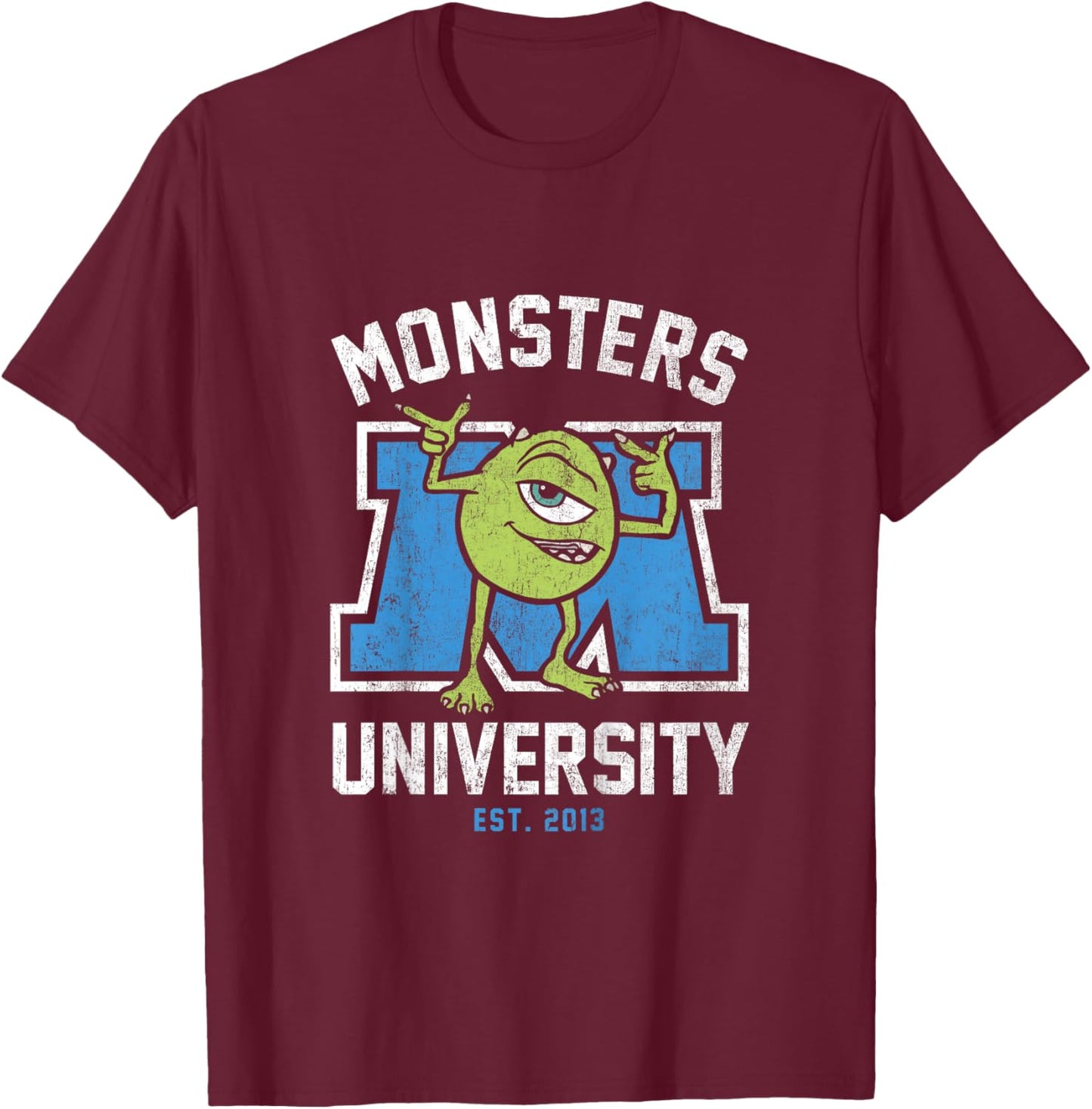 Kids Disney Pixar Monsters University Mike Wazowski Distressed T-Shirt - T-Shirt | Maroon