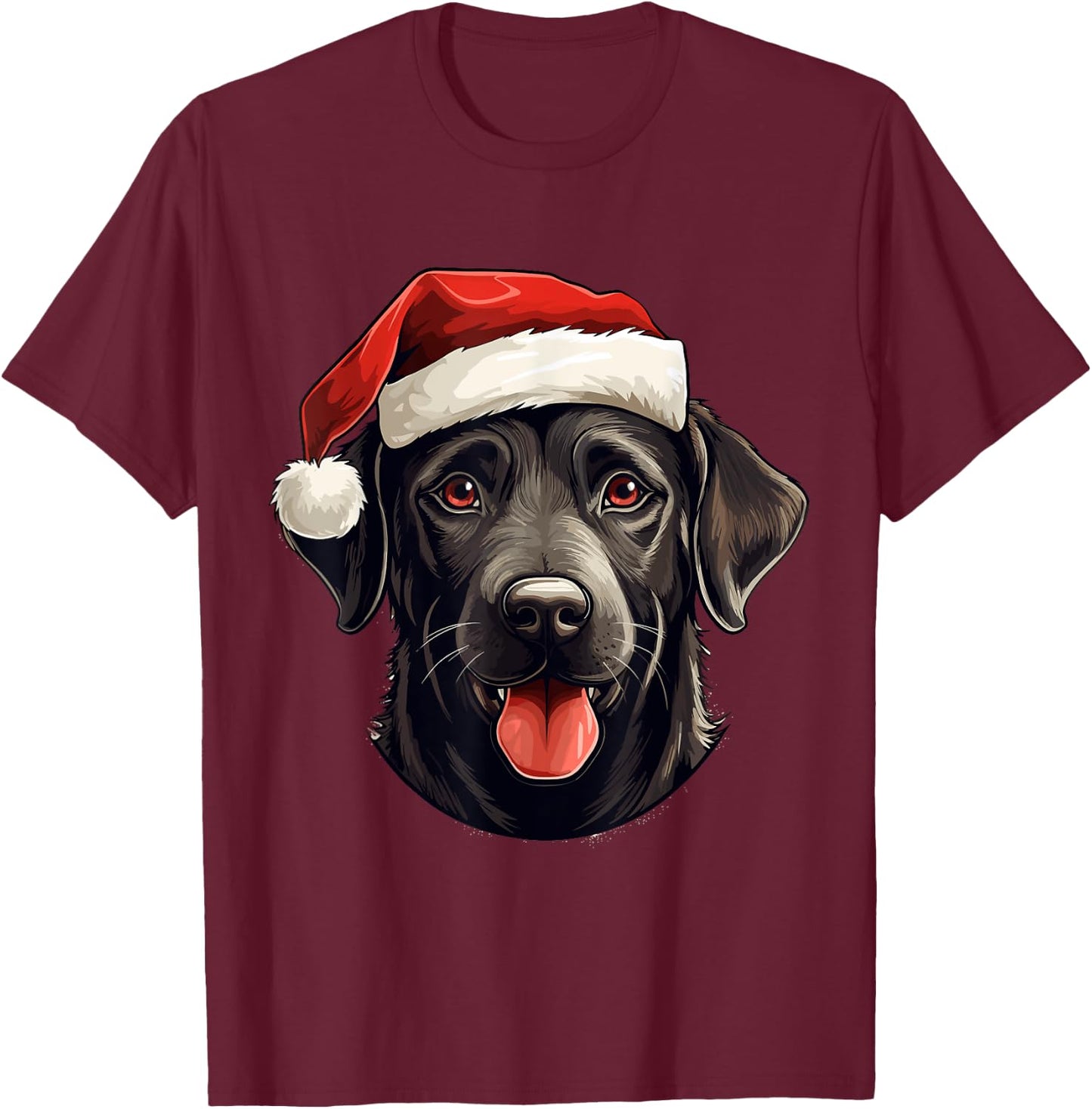 Labrador Retriever Dog Designs -Adults Small Black Cartoon Christmas T-Shirt - T-Shirt | Maroon