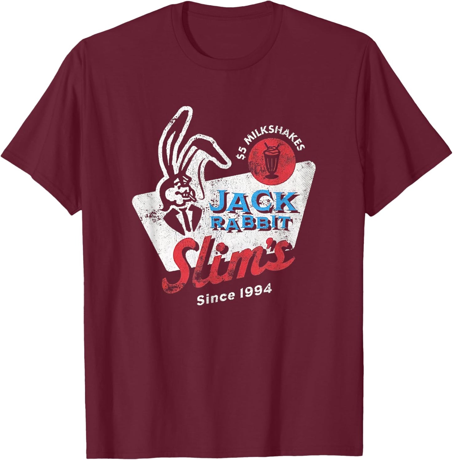 Rabbit Jack Slim's Pulp Milkshake Restaurant Retro Vintage T-Shirt - T-Shirt | Maroon