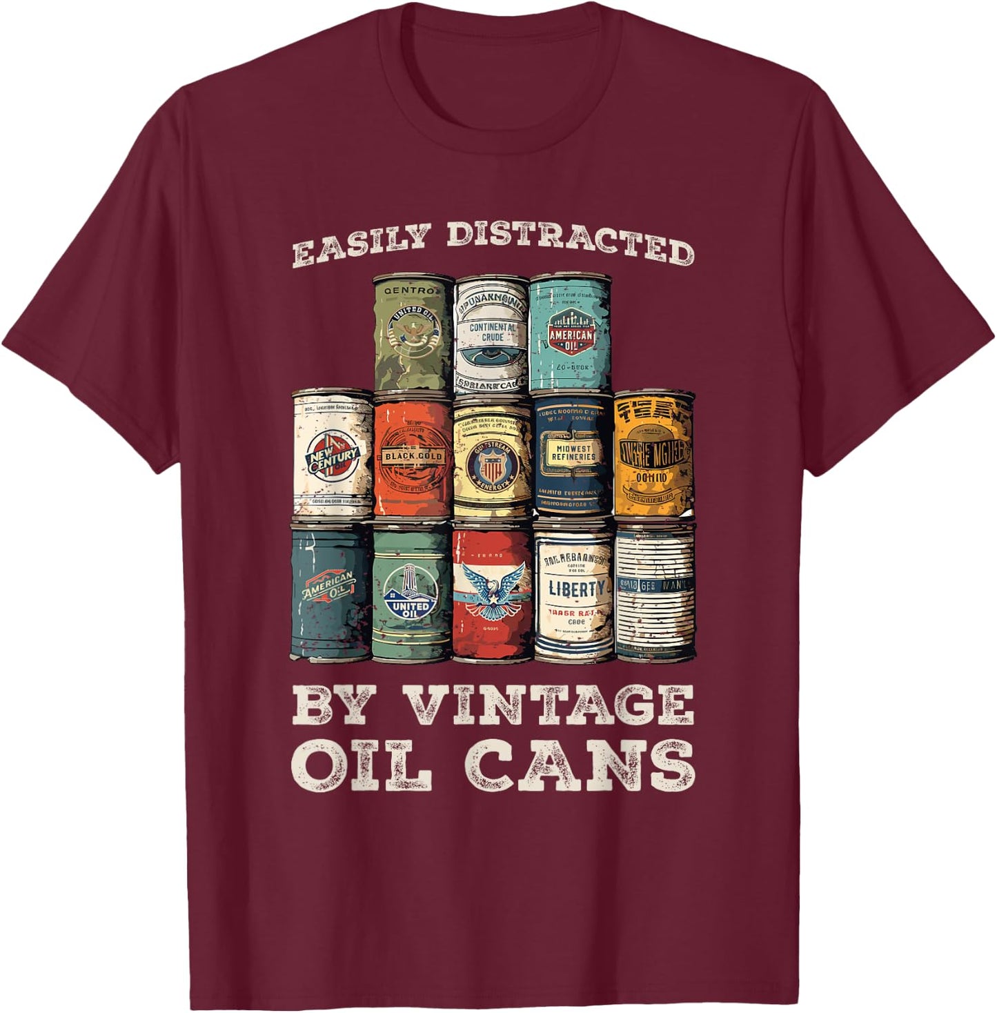 Vintage Oil Can Petroliana Classic Auto Repair T-Shirt - T-Shirt | Maroon