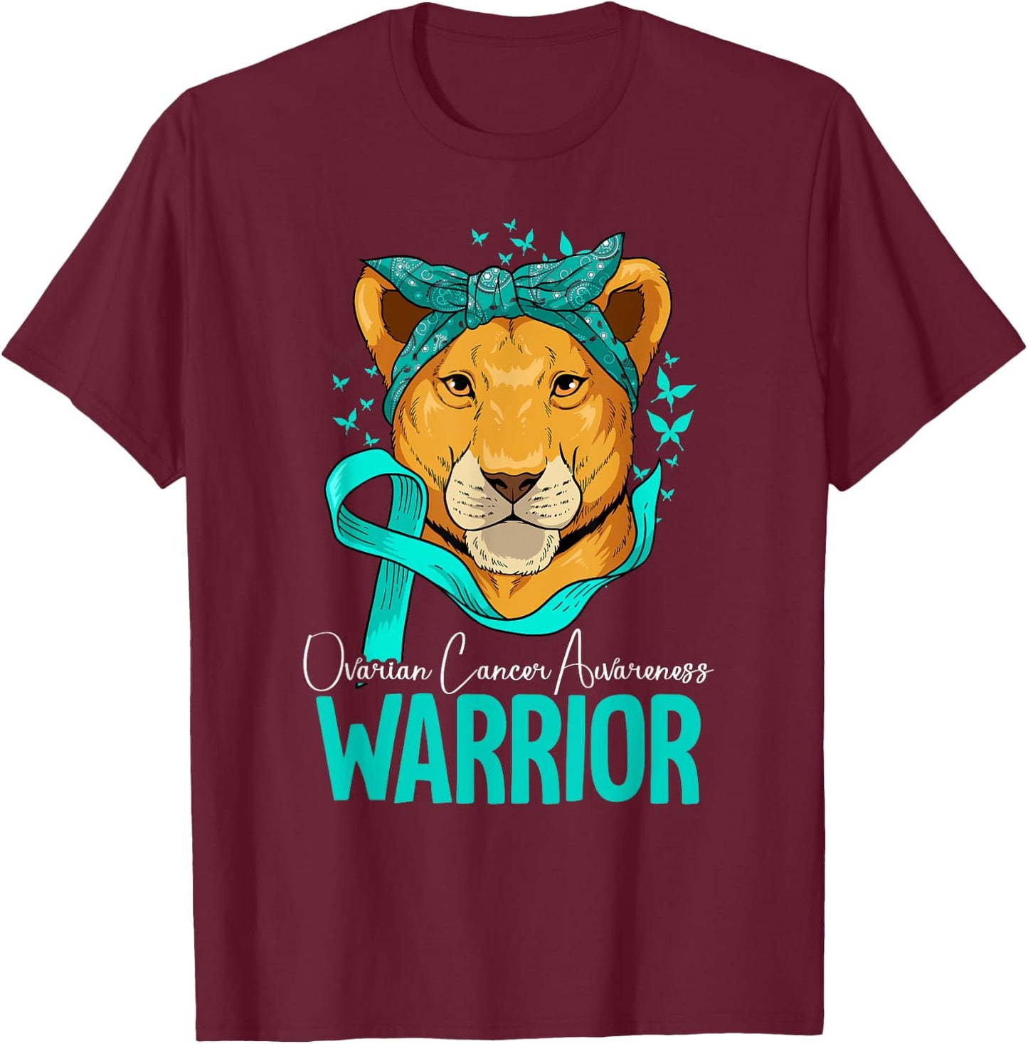 Ovarian Cancer Awareness by Ovarian Cancer Awareness Gift - -Adults, Black, Small, Short Sleeve, Classic Fit T-Shirt - T-Shirt | Maroon