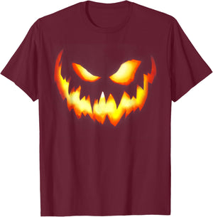 Jack O Lantern Pumpkin Face Scary Halloween Costume T-Shirt - T-Shirt | Maroon