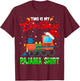 Christmas Pajama Funny Santa Train Farmer Kids Christmas T-Shirt - T-Shirt | Maroon