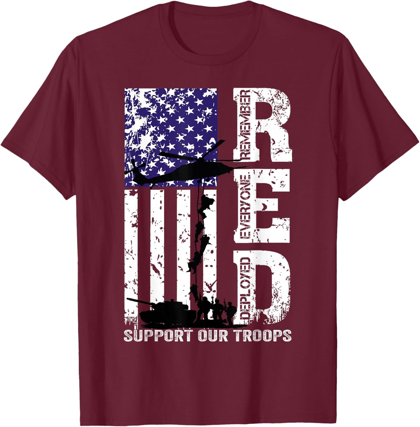 R.E.D. Remember Everyone Deployed Red Friday Military T-Shirt - T-Shirt | Maroon