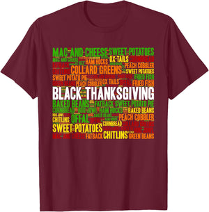 African American Thanksgiving Tradition Foods T-Shirt - T-Shirt | Maroon