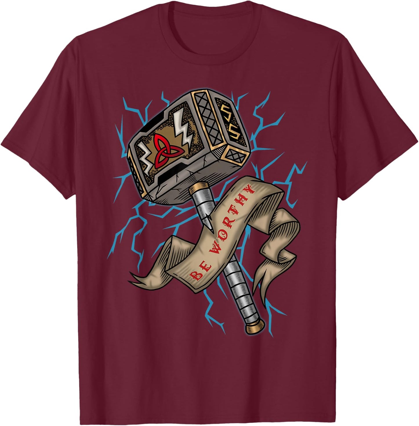 Thor Hammer Viking Berserker Mjolnir T-Shirt - T-Shirt | Maroon