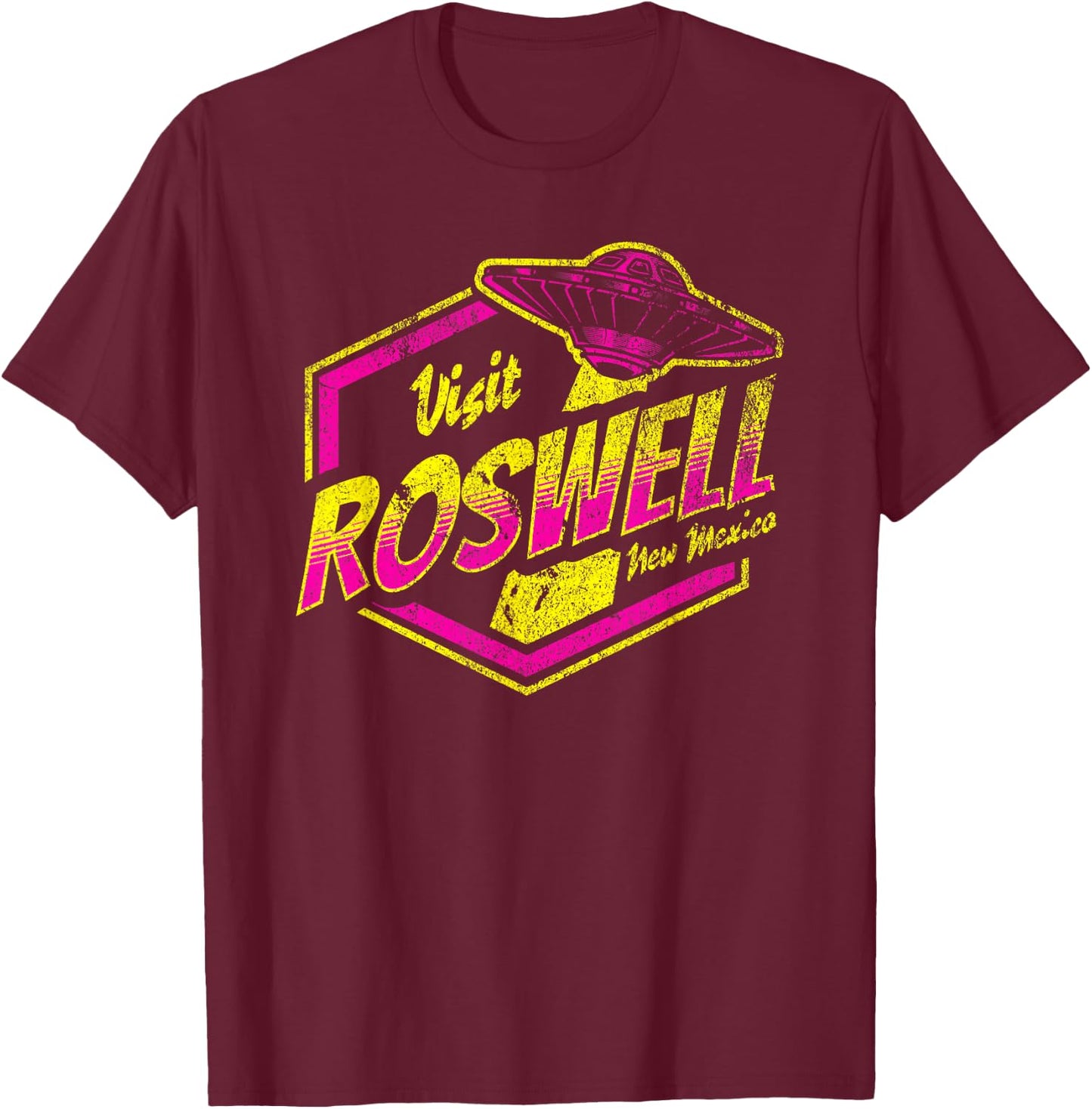 Visit Roswell New Mexico UFO Aliens Retro Area 51 Vacation T-Shirt - T-Shirt | Maroon
