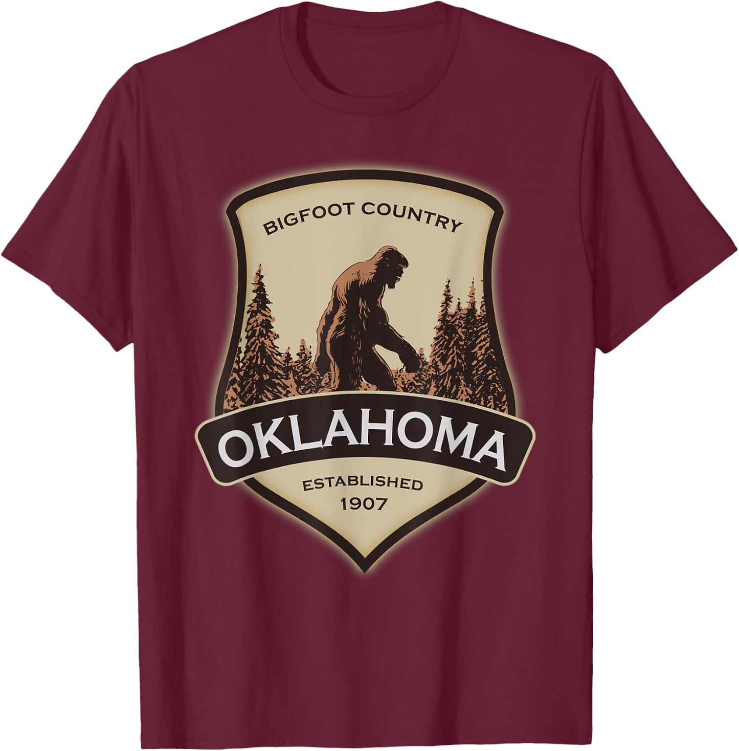 Oklahoma Bigfoot, or a Sasquatch T-Shirt - T-Shirt | Maroon