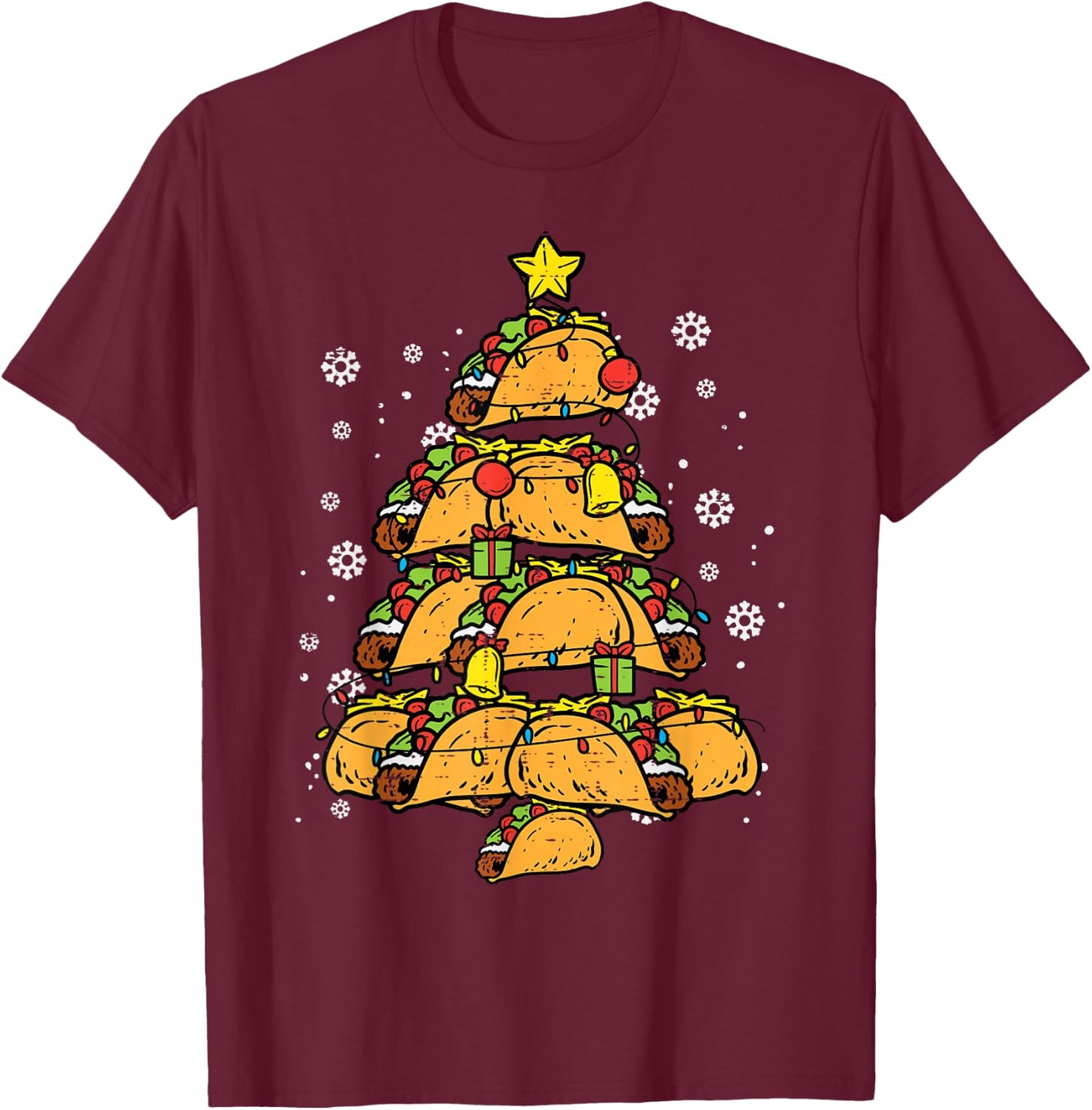 Taco Christmas Tree Xmas Mexican Food Men Women Kids T-Shirt - T-Shirt | Maroon