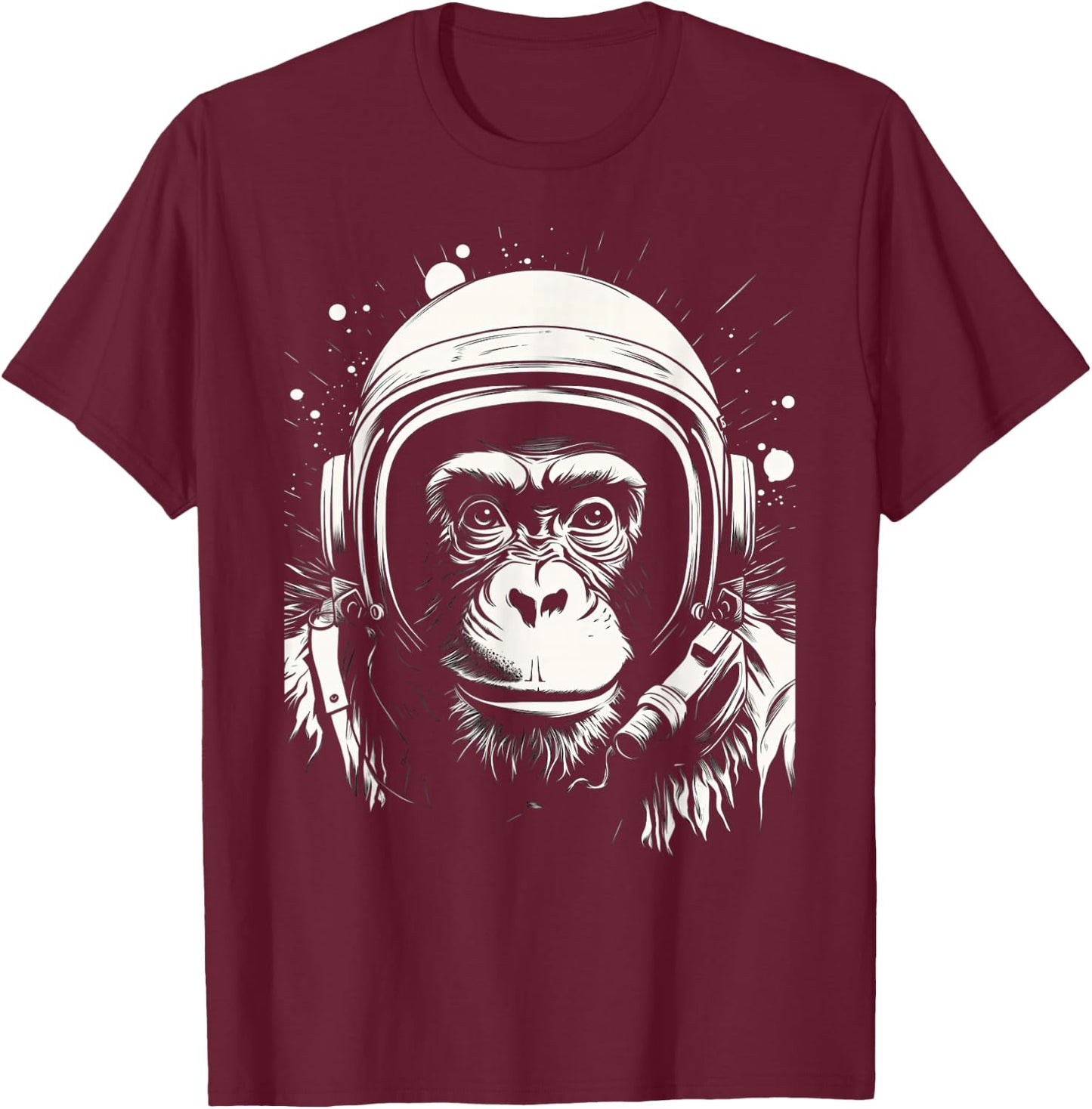 Iconic Monkey Astronaut in Astronautsuit in Space T-Shirt - T-Shirt | Maroon