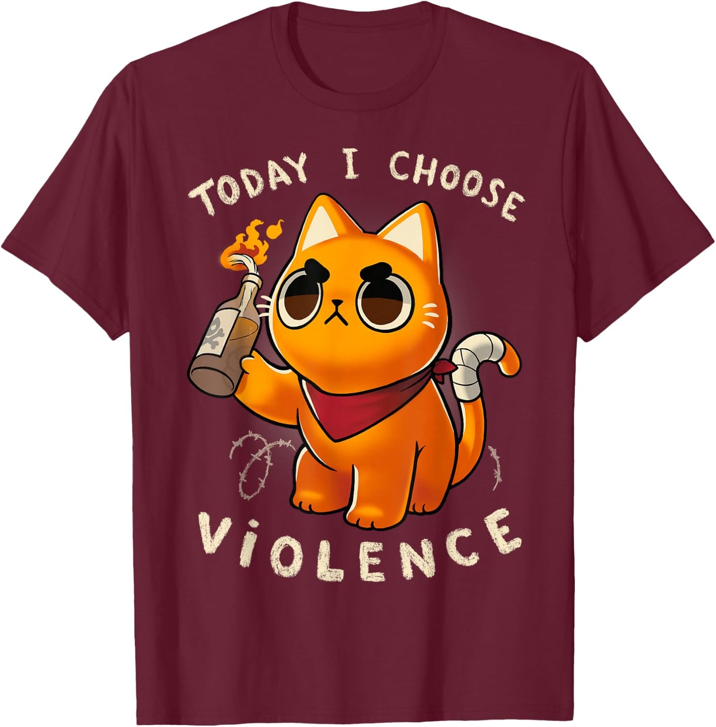 Today I choose violence - Angry Kitty Protest T-Shirt - T-Shirt | Maroon