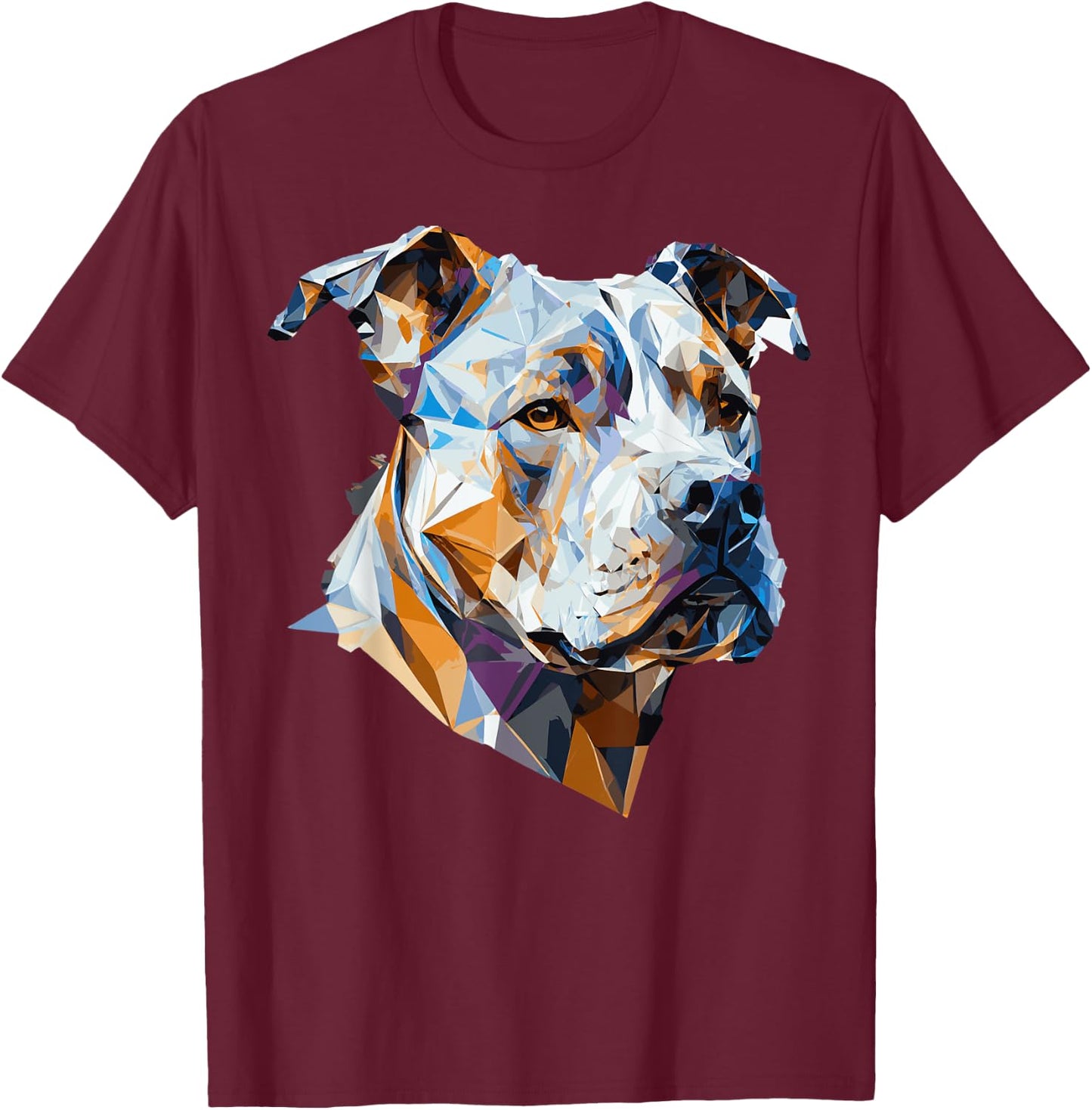 Geometric Pitbull Pet Dog Abstract Polygonal Dog Breed T-Shirt - T-Shirt | Maroon