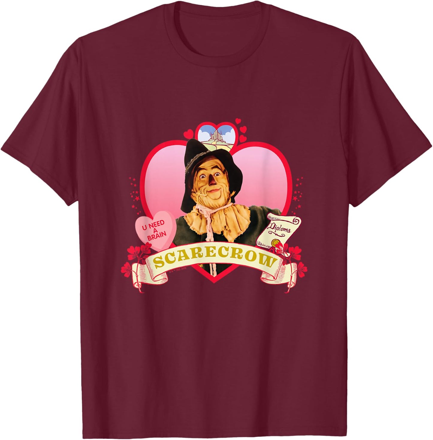 The Wizard of Oz - Heart Scarecrow T-Shirt - T-Shirt | Maroon
